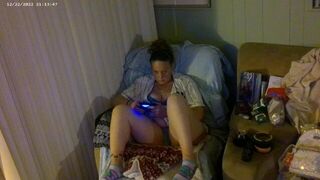 Pretty busty girl in her unbutton base ball jersey showing off bra and panties and smoking and games - porn video