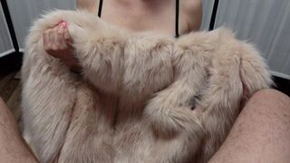 Dominant mistress in fur gives edging handjob - porn video
