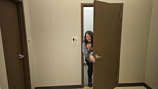 luring stepbrother away from stepmom while shoping to suck and fuck him in the bathroom - porn video